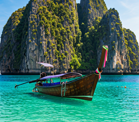 Private long-tail boat tour near limestone cliffs